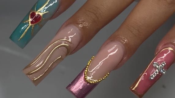 Tapered Square Louis Vuitton French Tip Acrylic Nail 