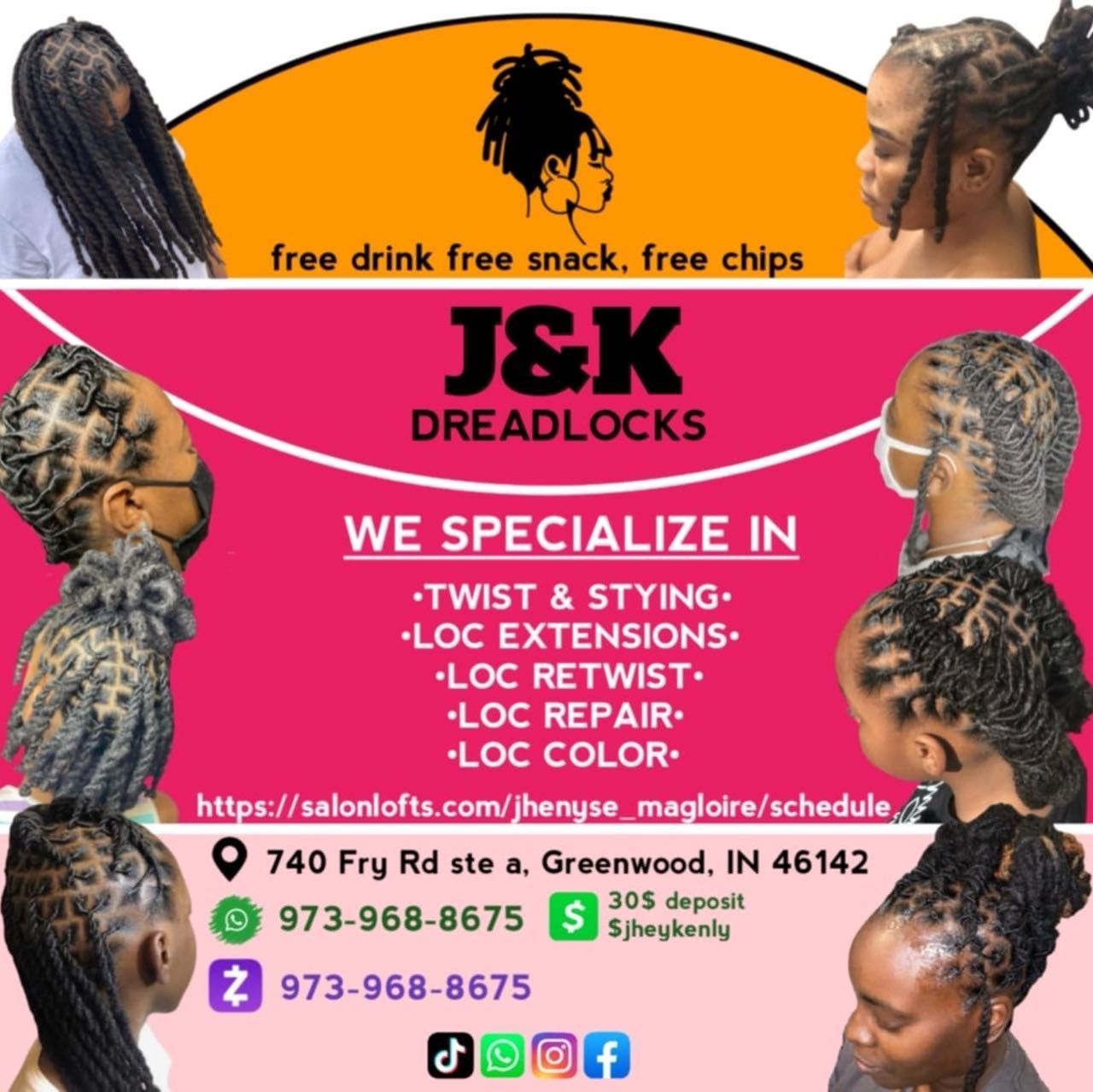 J&Kdreadlocks studio, 740 Fry Rd ste a,, Greenwood, 46142