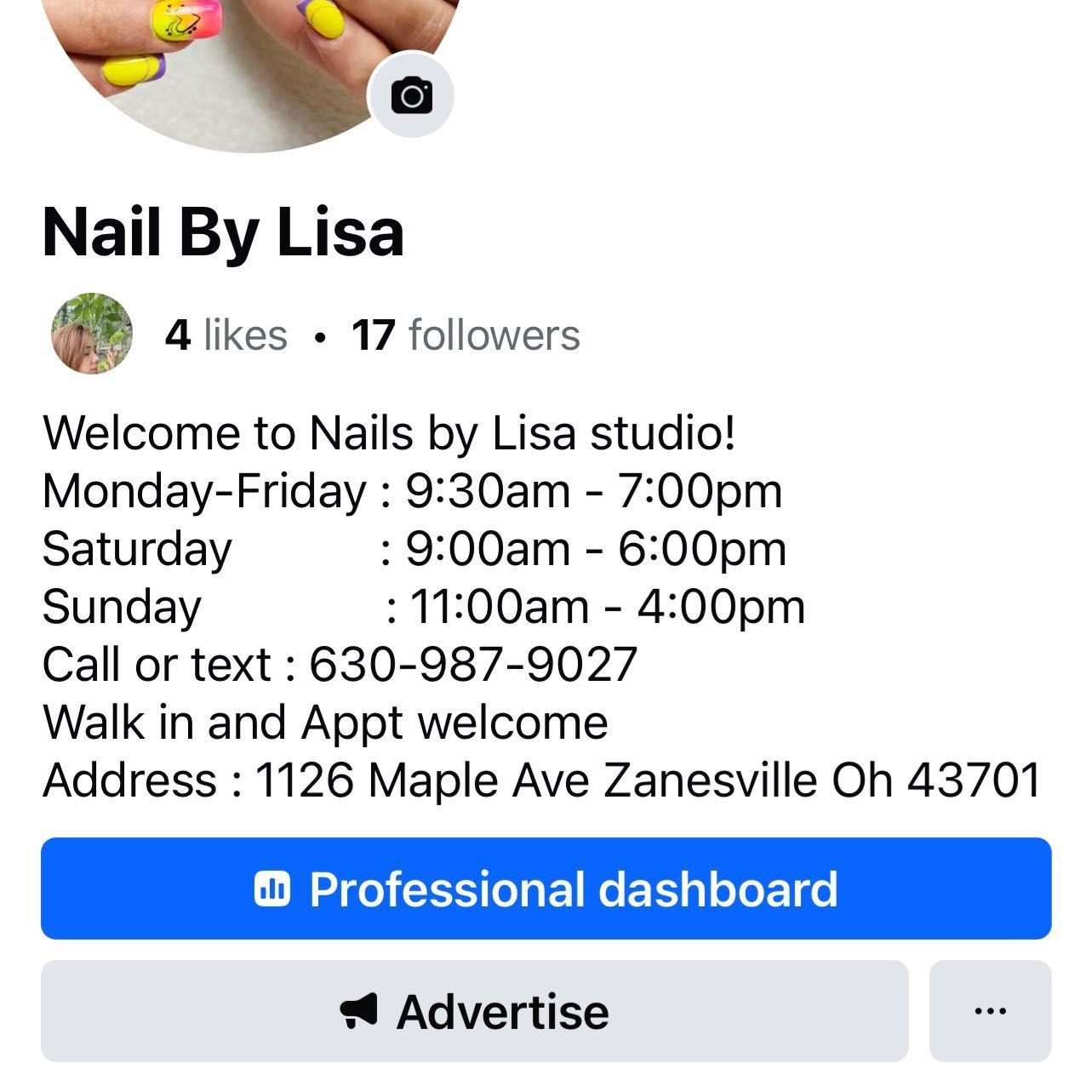 Nails By Lisa, 1126 Maple Ave, Zanesville, 43701