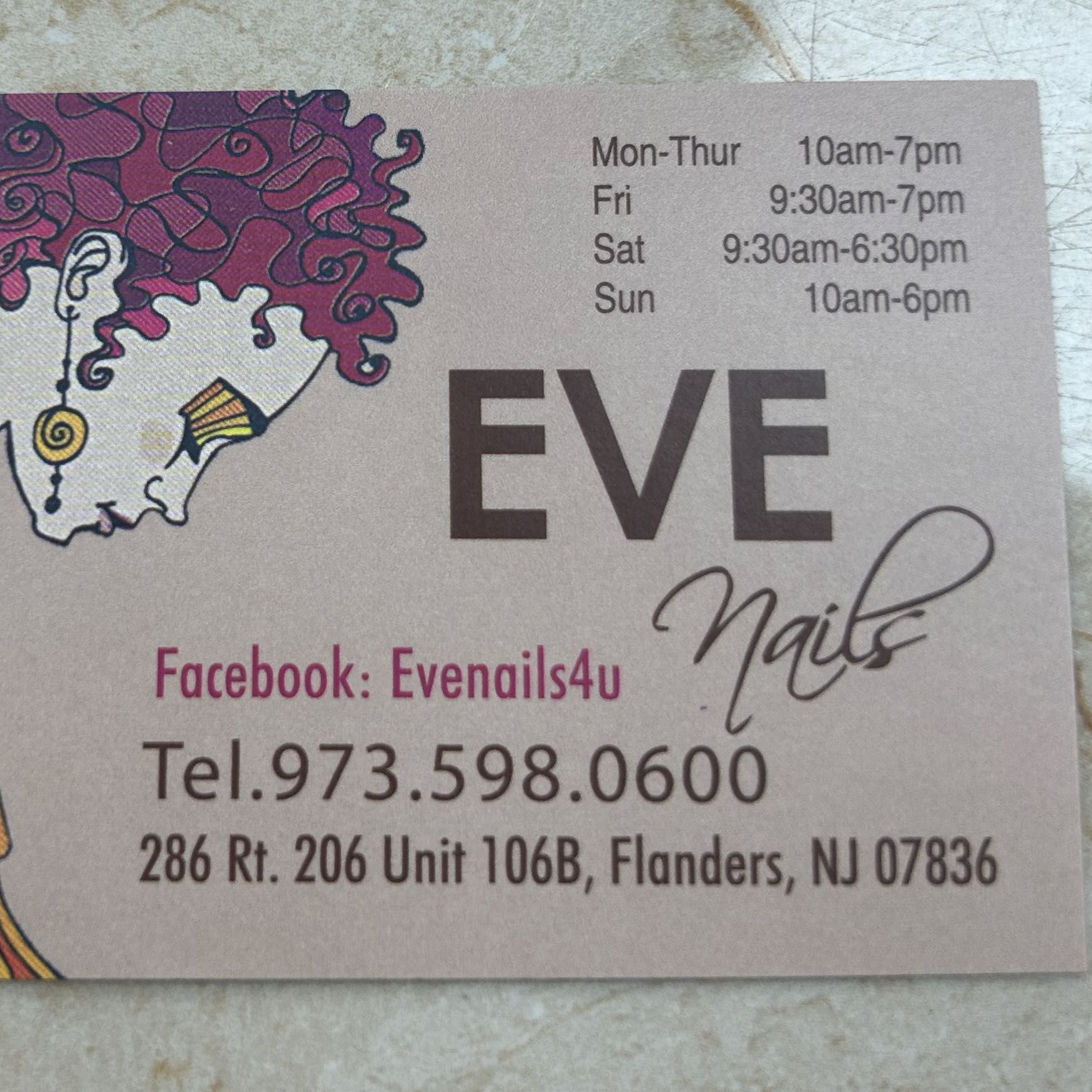 EVE NAILS, 286 US Highway 206, 106B, Flanders, 07836