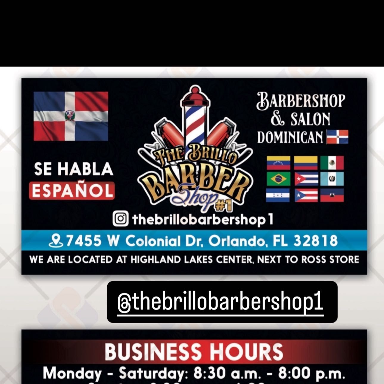 The Brillo barbershop #1, 7455 W Colonial Dr, 7455 W Colonial Dr, Orlando, FL 32818, Orlando, 32818