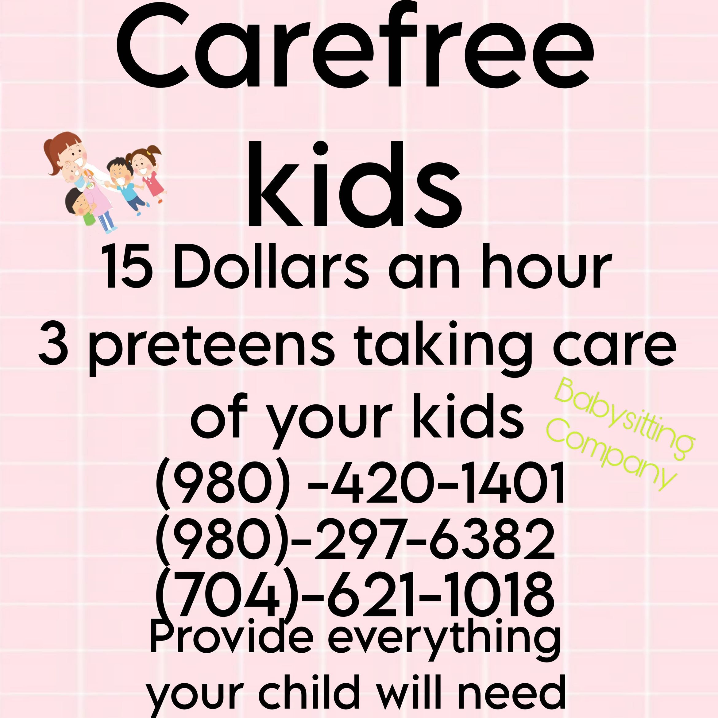 The carefree kids, 3628 Nobles Ave, Charlotte, 28208