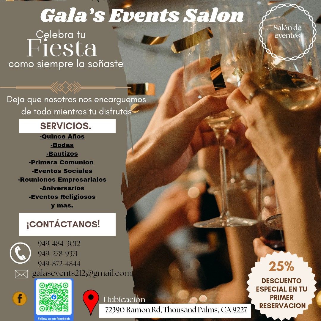 Gala's Events Salon, 72390 Ramon Rd, Thousand Palms, 92276