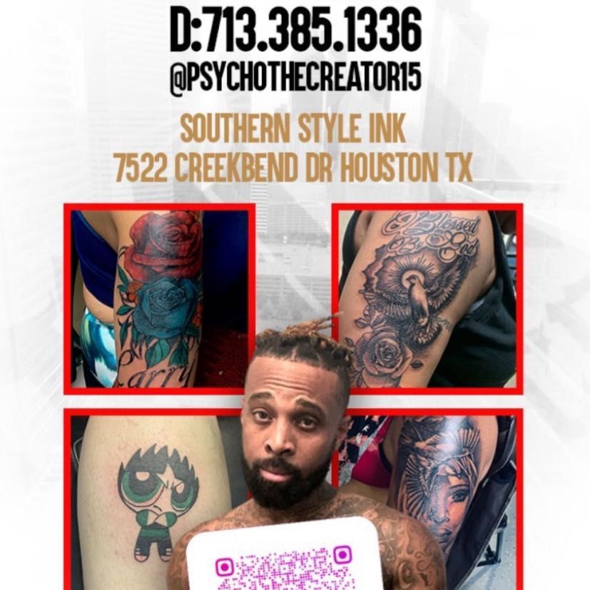 Psycho The Creator Tattoos, 7522 Creekbend Dr, Houston, 77071