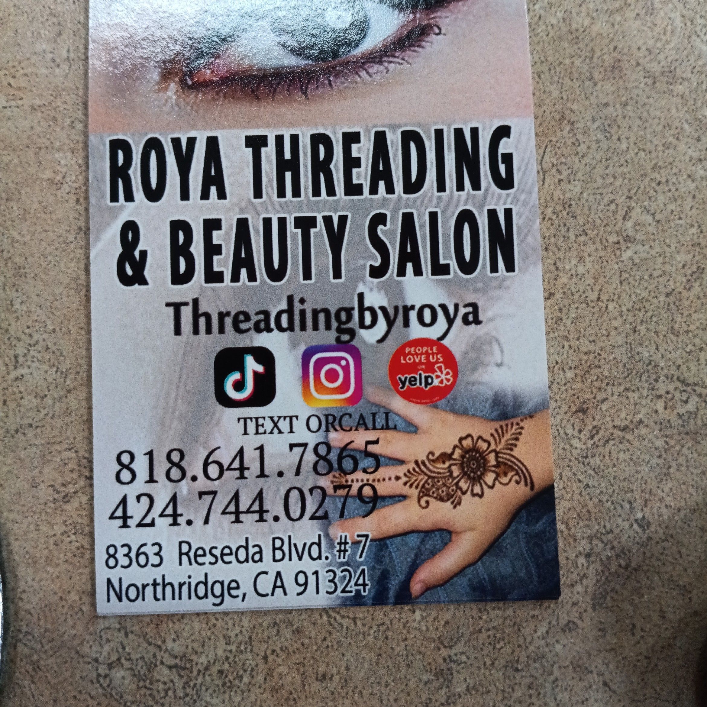 Roya Threading& Beauty salon, 8363 Reseda Blvd, Northridge, Northridge 91324