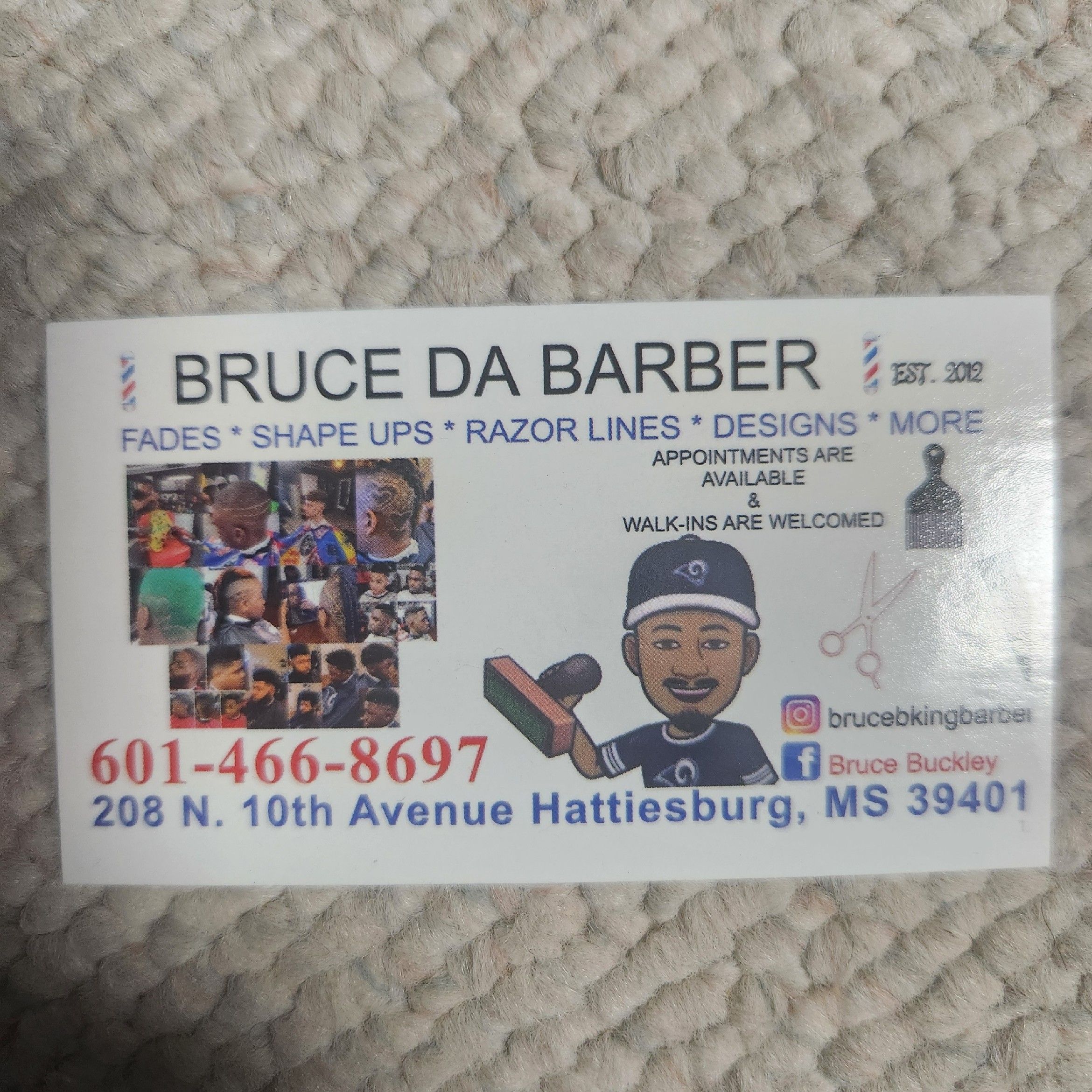 Bruce DA barber, 208 North 10th Avenue, Hattiesburg, 39401