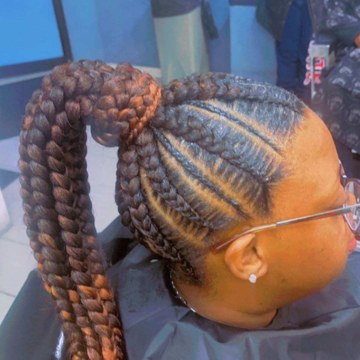 Big feed in braids into ponytail portfolio