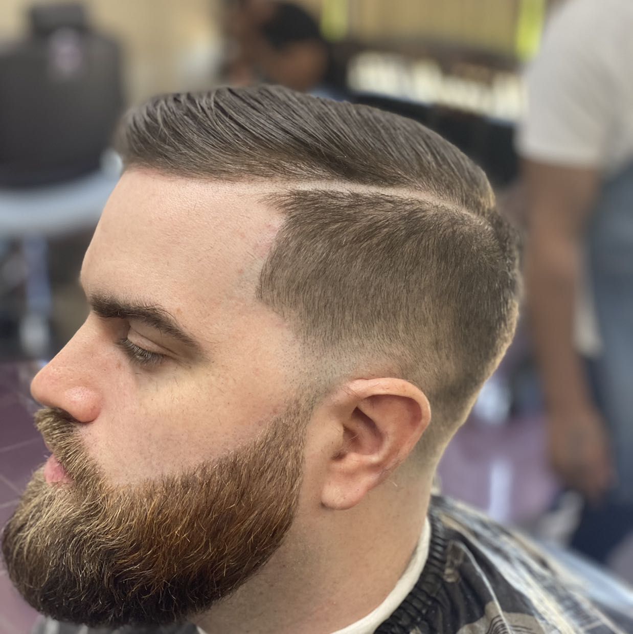 Shear cut(straight hair)with fade and beard portfolio