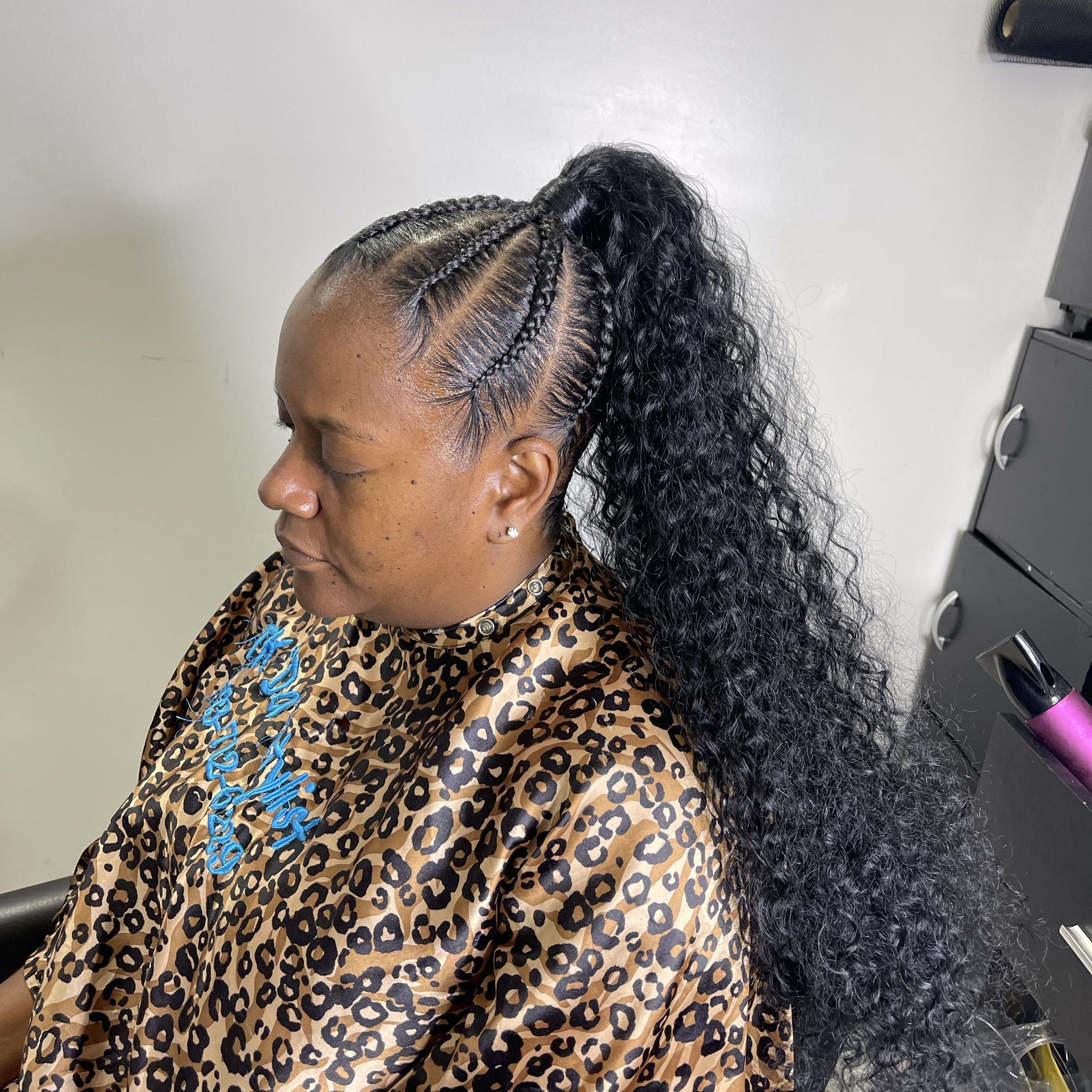 Braided ponytail with curl hair portfolio