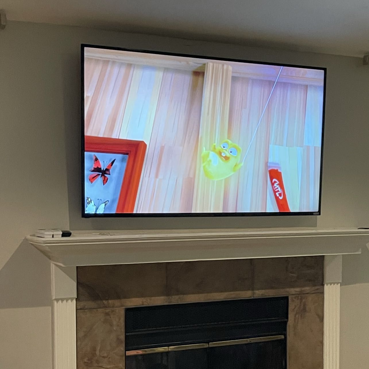 No cords/ power outlet added behind tv portfolio