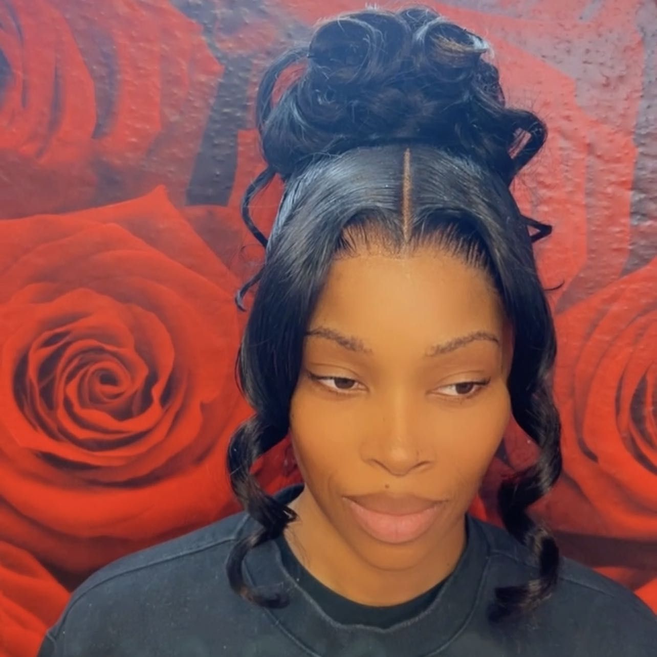 Lace pin curl ponytail/ bun portfolio