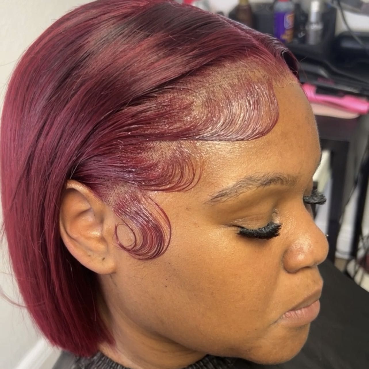 Lace wig cut into a bob portfolio