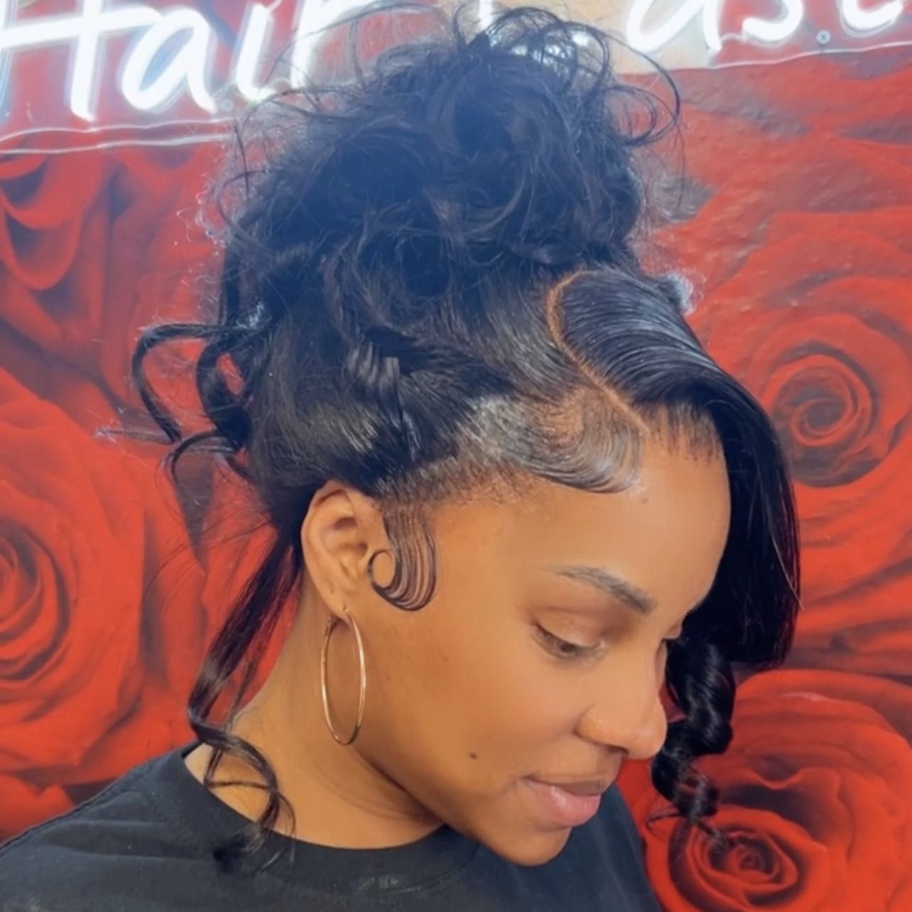 Lace pin curl ponytail/ bun portfolio