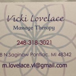 Massage therapy By Vicki Lovelace, 48 N Saginaw St, B, Pontiac, 48342