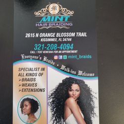 Mint Hair Braiding Shop LLC, 2615 N, Orange Blossom Trail,, Kissimmee, 34744