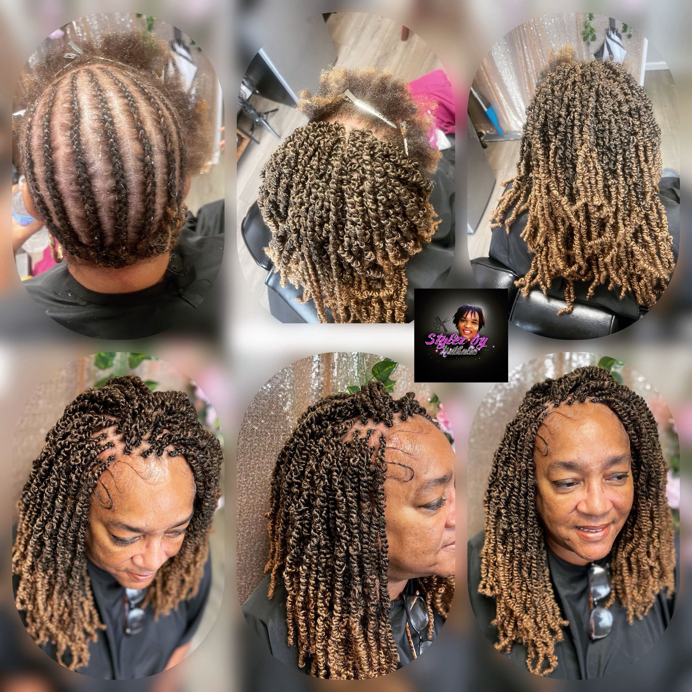 Individual braids/twists and crochet in the back portfolio