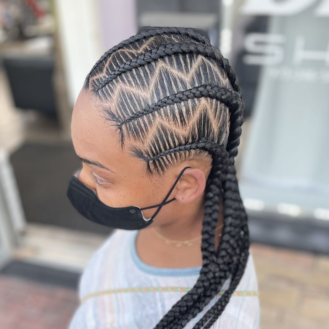 Kids natural cornrows w/beads - Mimi-Hair Braiding