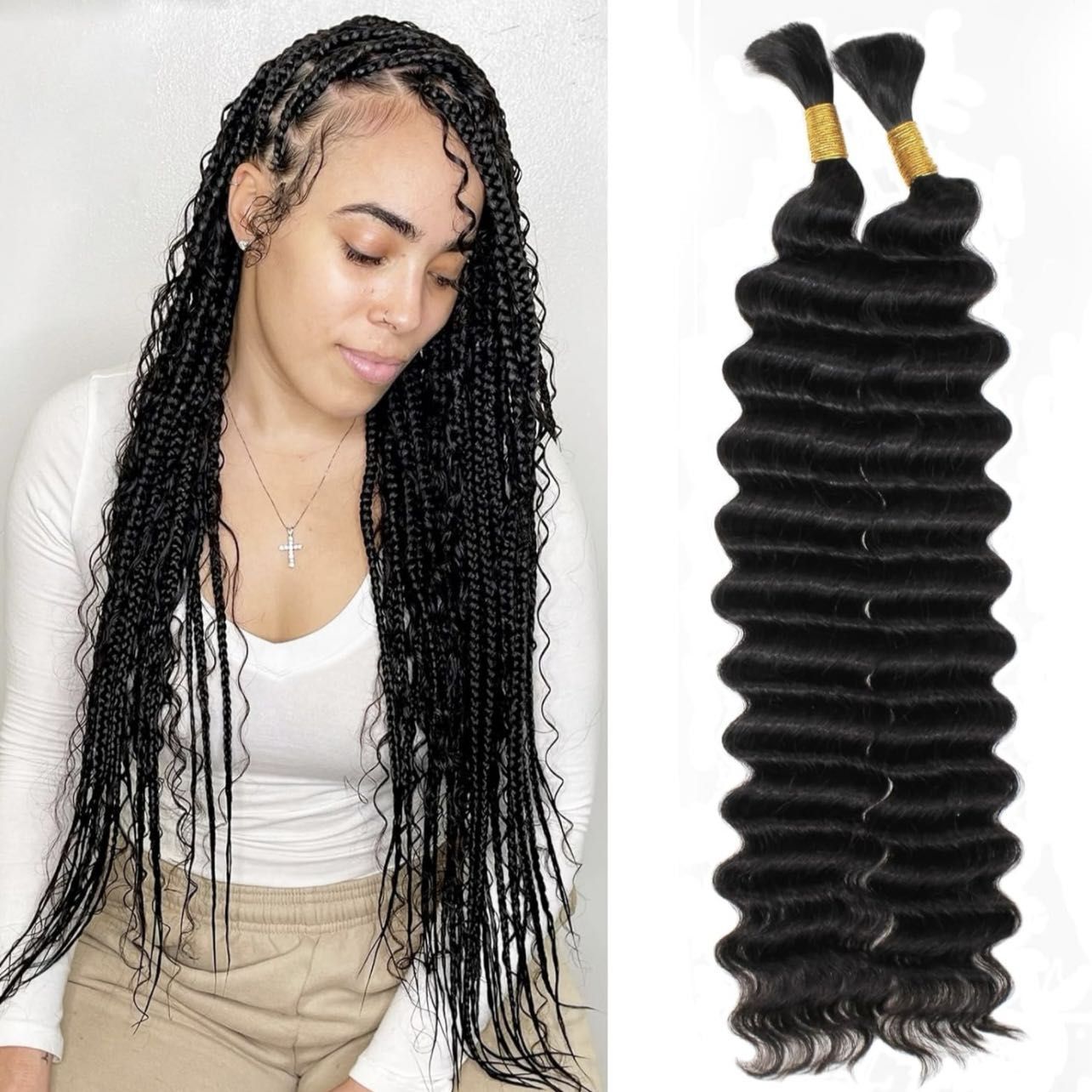 Small bohemian Knotless with human hair curly portfolio