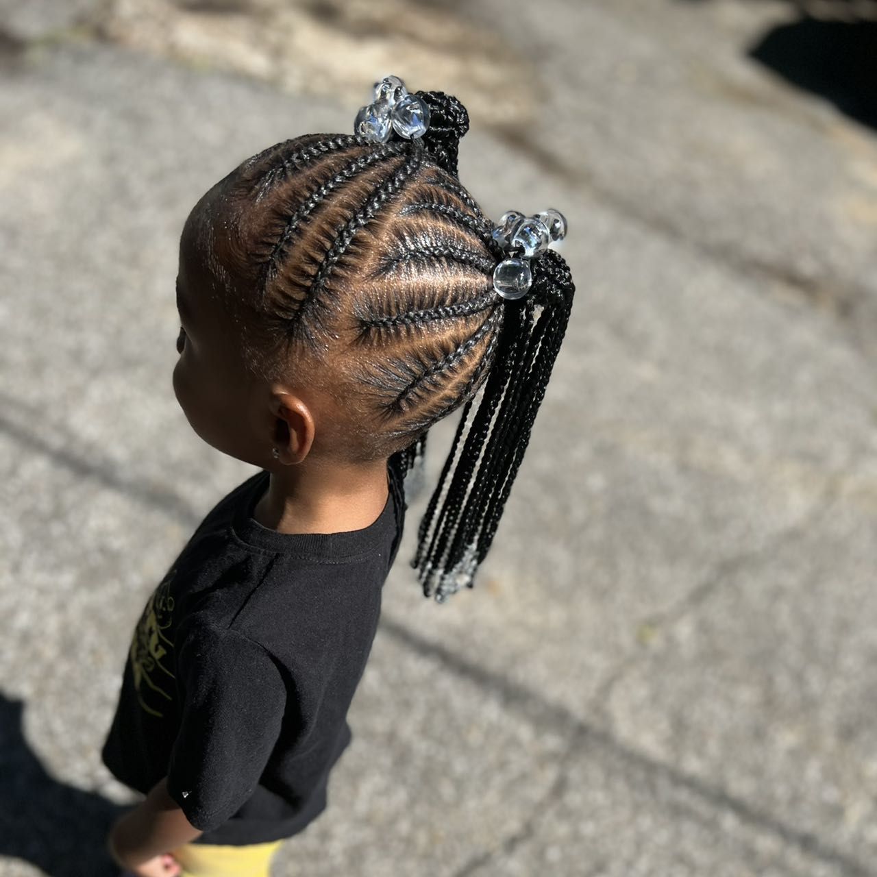 Kids 2 ponytail stitch braids portfolio