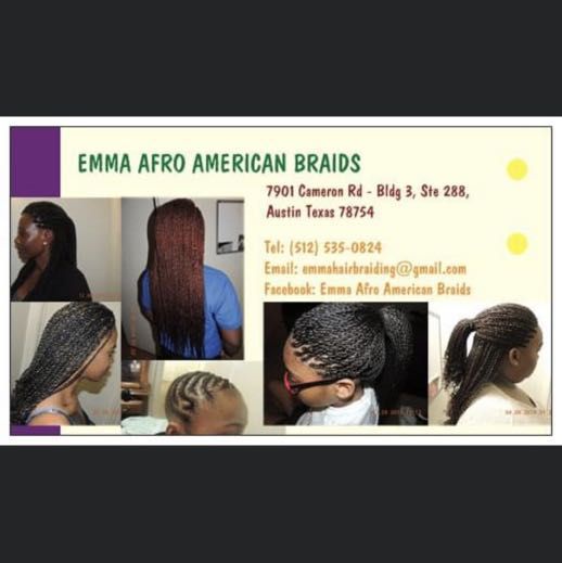 Emma Afro American Braids, 8101 Cameron Rd, 7901, 109, Bld 3 Suite 288 2nd floor, Austin, 78754