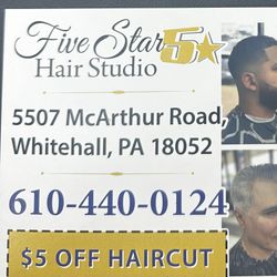 Five star hair studio Barbershop, 5507 MacArthur rd, Whitehall,PA 18052, Whitehall, 18052