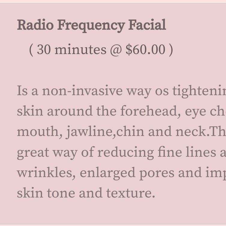 Facial Radio frequency /facial radio frecuencia portfolio