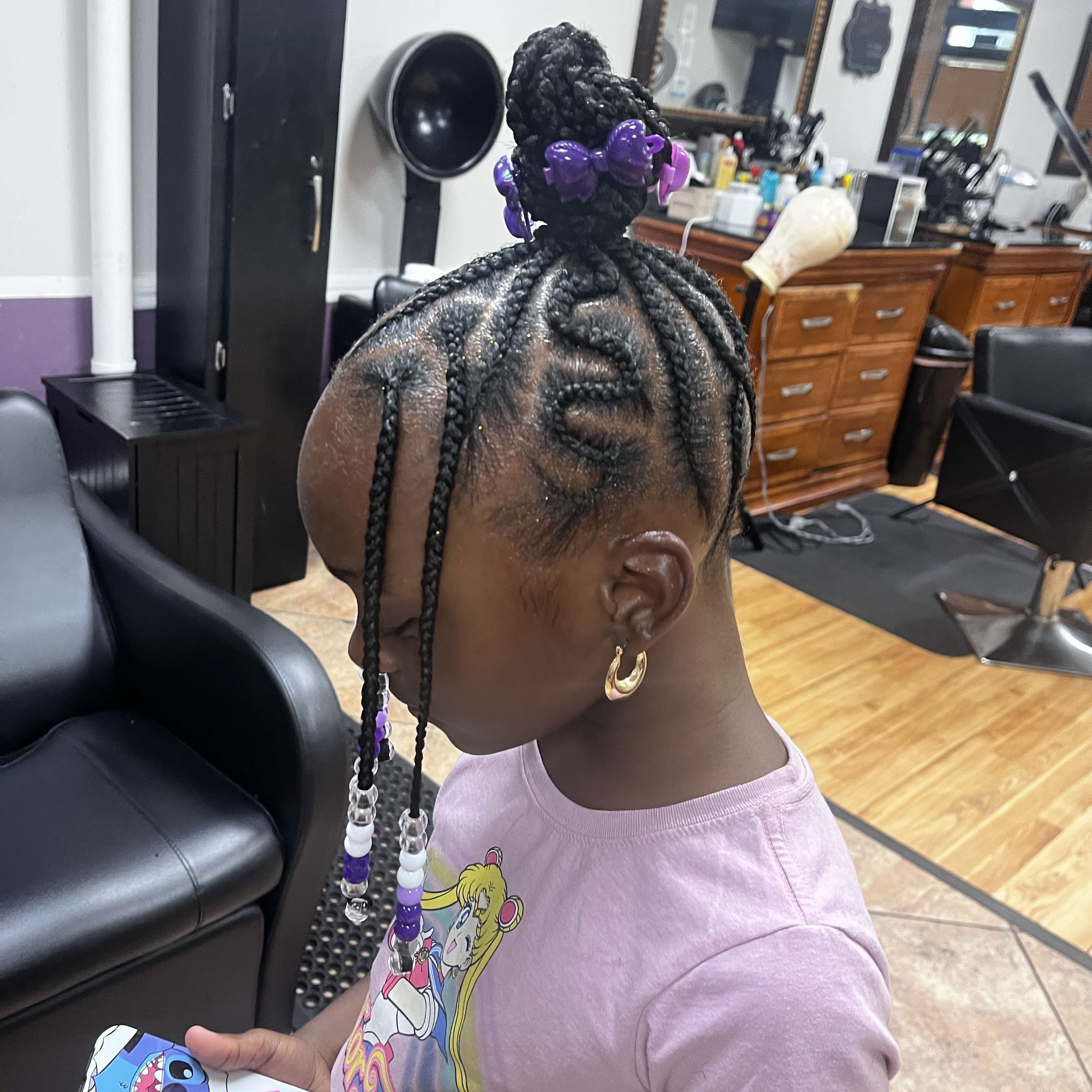 Kid braided ponytail with extensions medium size portfolio