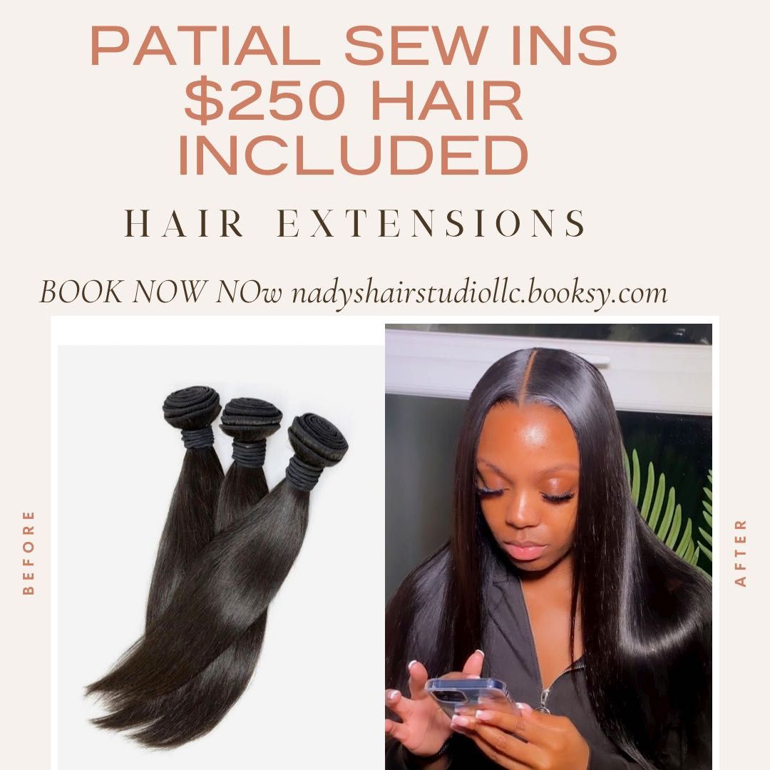 Partial sew ins $250 hair extensions included portfolio