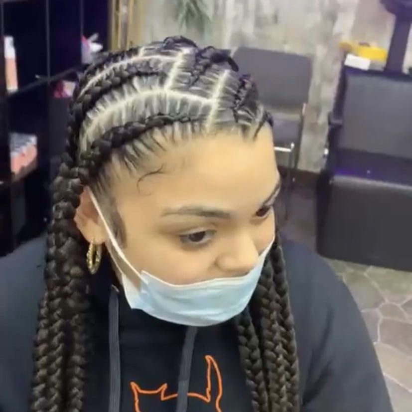 Straight back cornrows with extensions portfolio