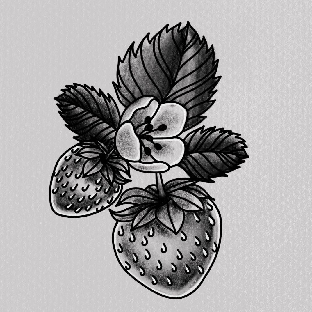 strawberry plant - flash tattoo portfolio
