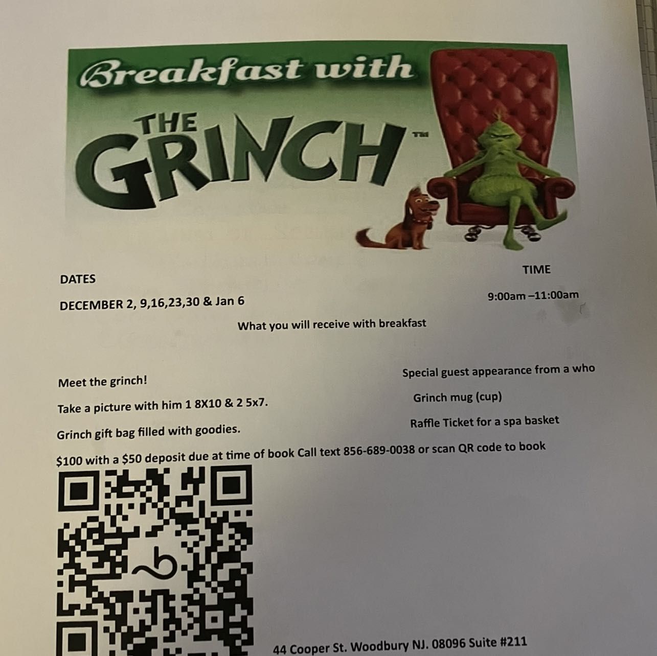 4 children Breakfast with the Grinch portfolio