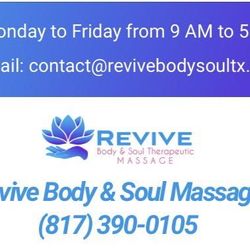 Revive body And Soul Therapeutic Massage, 6164 Bentridge Rd Hurst tx 76054 suite 100, 100, Hurst, 76054