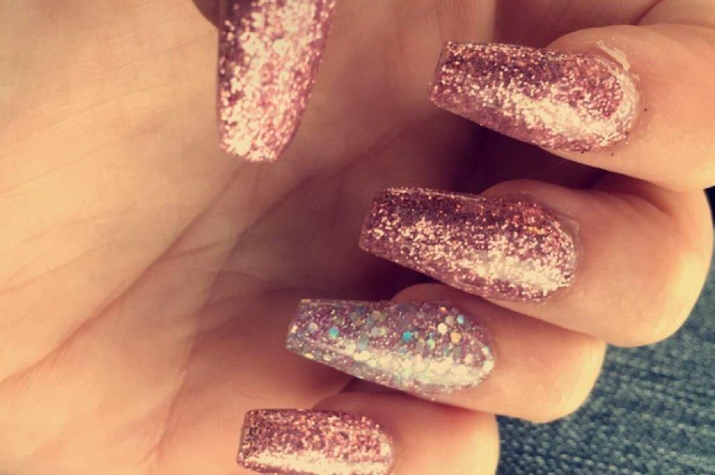 Rose Gold Glitter Coffin Nails