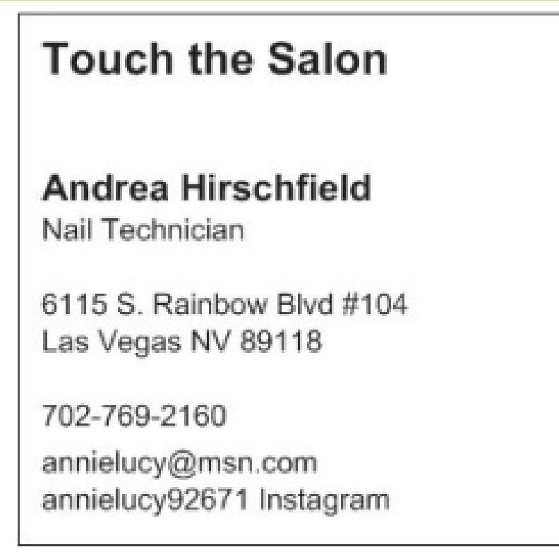 Andrea @Touch the Salon, 6115 S. Rainbow Blvd #104, Las Vegas, 89118