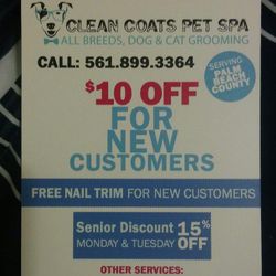 Clean coats pet spa, 901 north dixie hwy, LAke worth, 33460