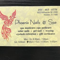 Phoenix Nail & Spa, 9522 huffmeister rd # 400, Houston, 77095
