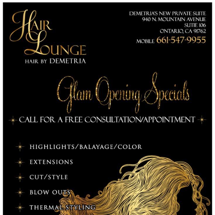 Hair Lounge By Demetria, 940 N Mountain Avenue Suite #106, Ontario, CA, 91762